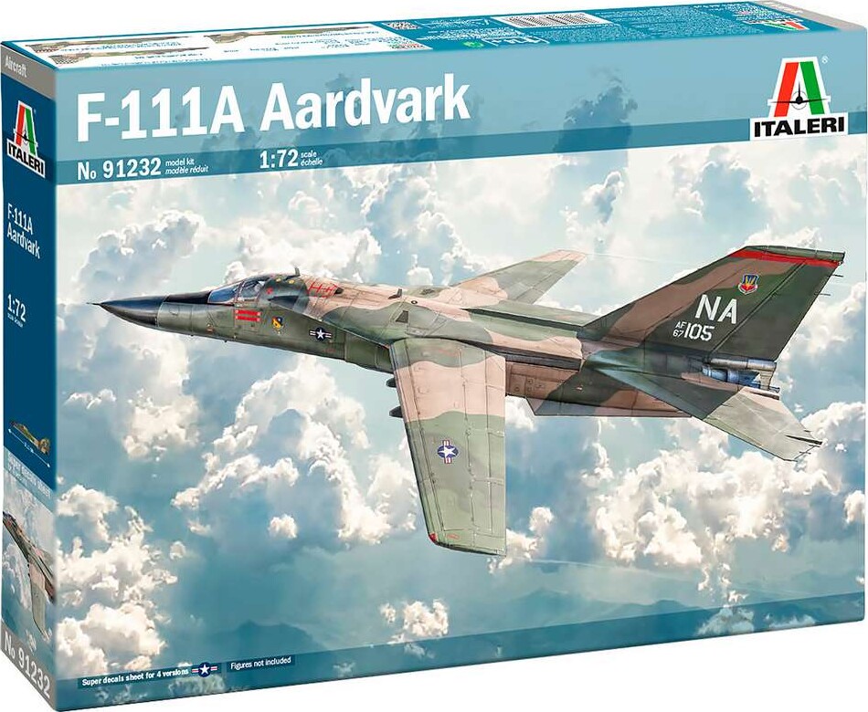 Italeri 91232 - F-111a Aardvark Model Jagerfly Byggesæt - 1:72