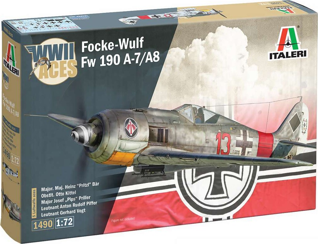 Italeri 1490 - Focke-wulf 190 A-7/a-8 Byggesæt - Wwii Aces - 1:72