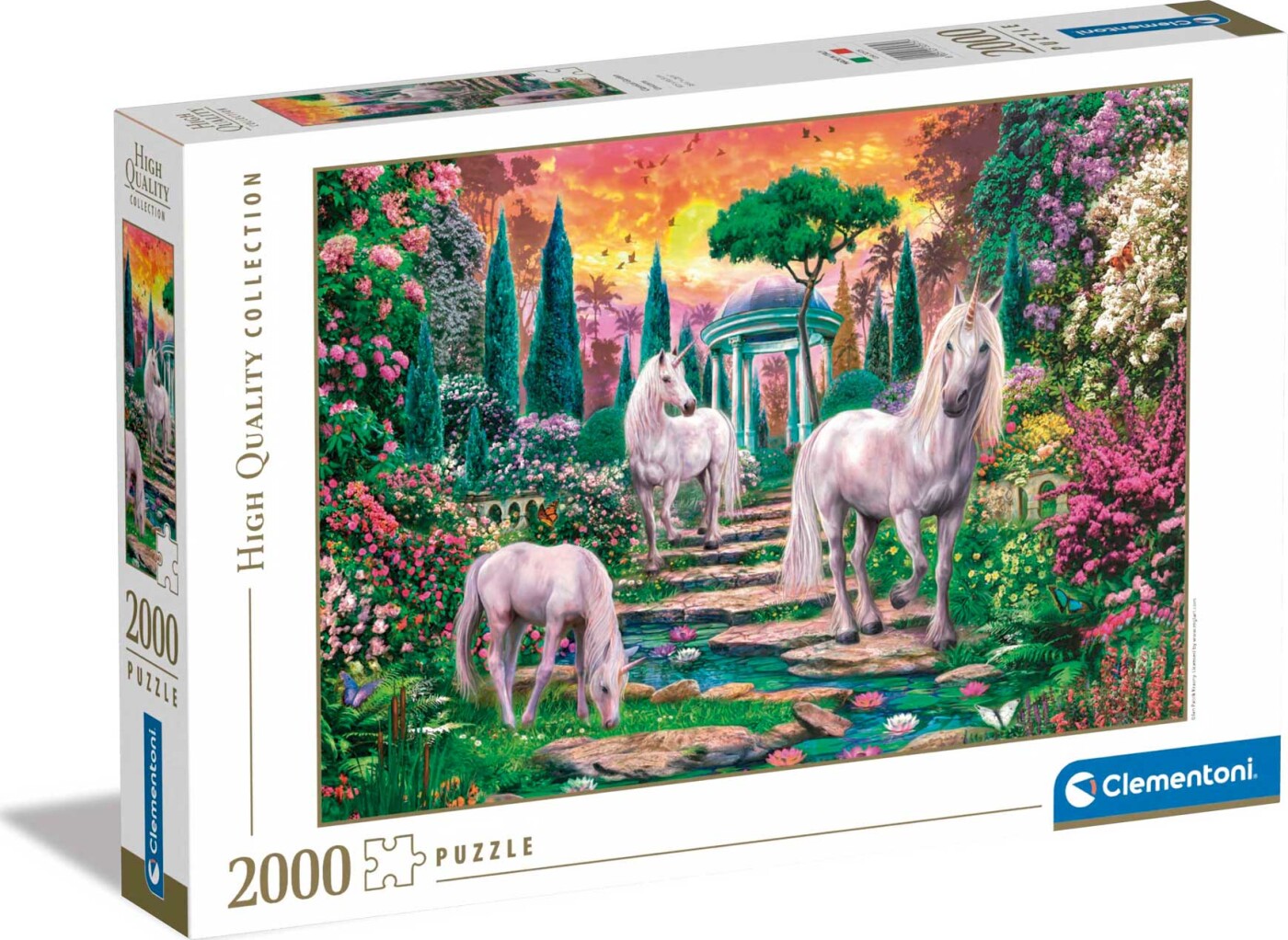 Se Clementoni Puslespil - Classical Garden Unicorns - High Quality - 2000 Brikker hos Gucca.dk