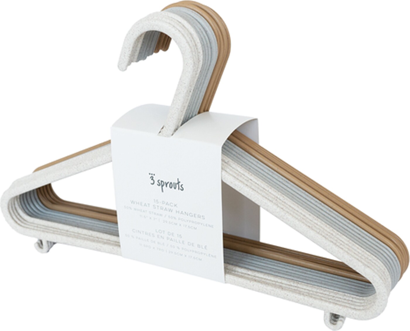 3 Sprouts Hvedestråbøjle (sæt med 15) - Creme/grå/brun - 20,5 x 29 cm