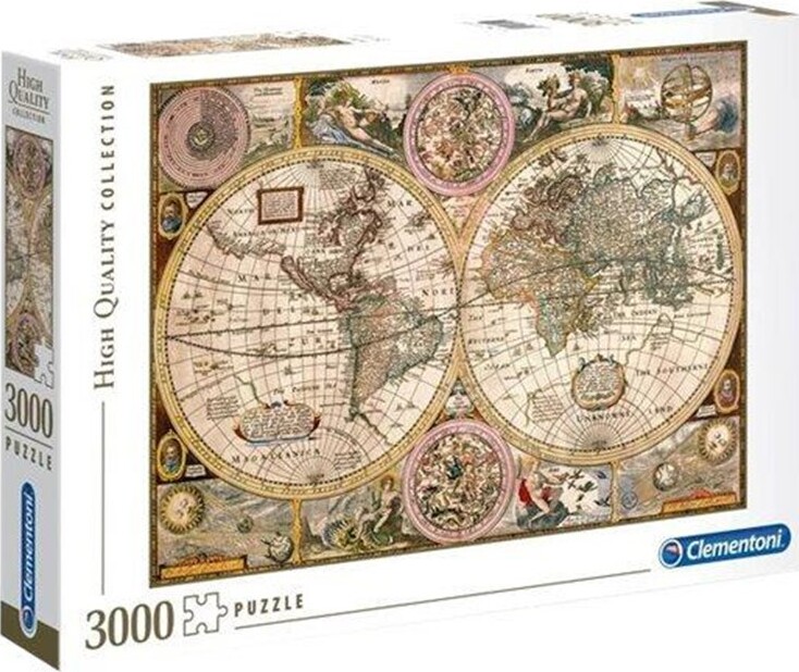 Clementoni Puslespil - Old Map - High Quality - 3000 Brikker