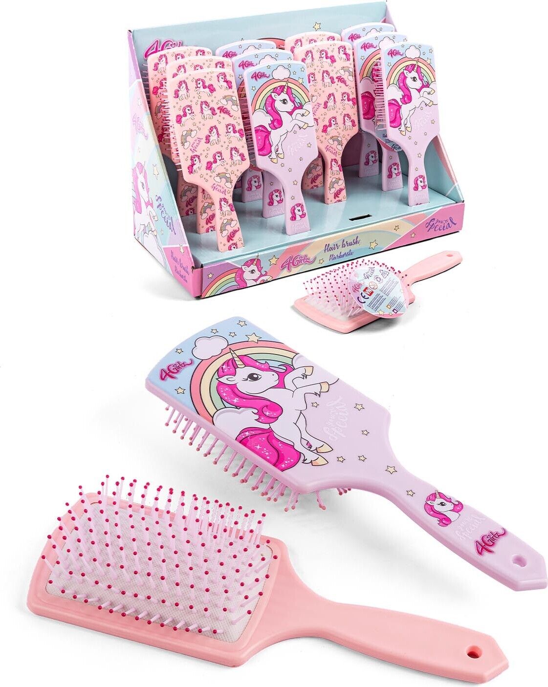 4 - Girlz - Hårbørste Med Enhjørning Til Børn - 24 Cm - Assorteret