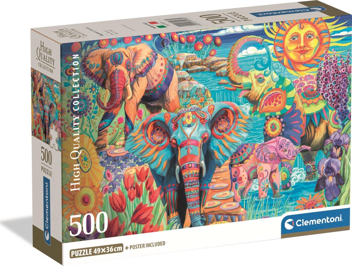 Clementoni Puslespil - Elephant's Carnival - High Quality - 500 Brikker