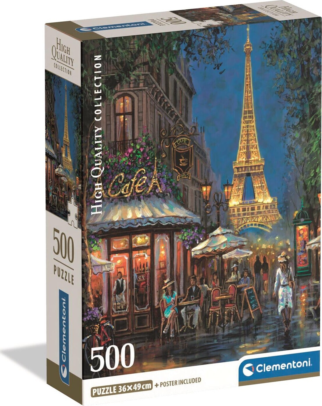 Clementoni Puslespil - Night At The Eiffel Café - High Quality - 500 Brikker