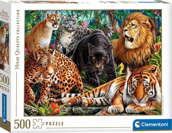 Clementoni Puslespil - Wild Cats - High Quality - 500 Brikker