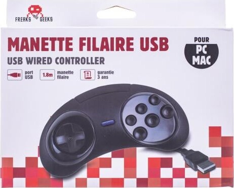 6-button Usb Controller Megadrive Shape For Pc/mac - Freaks And Geeks
