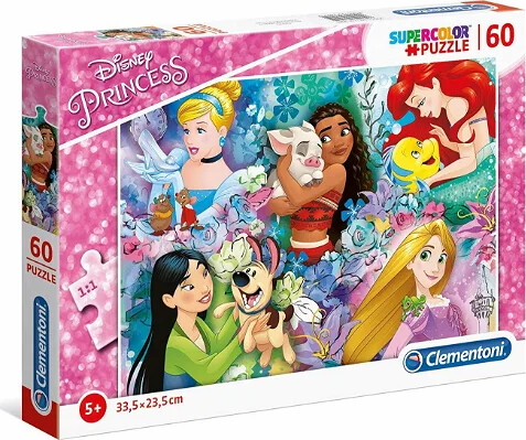 Disney Princess Puslespil - Super Color - 60 Brikker - Clementoni