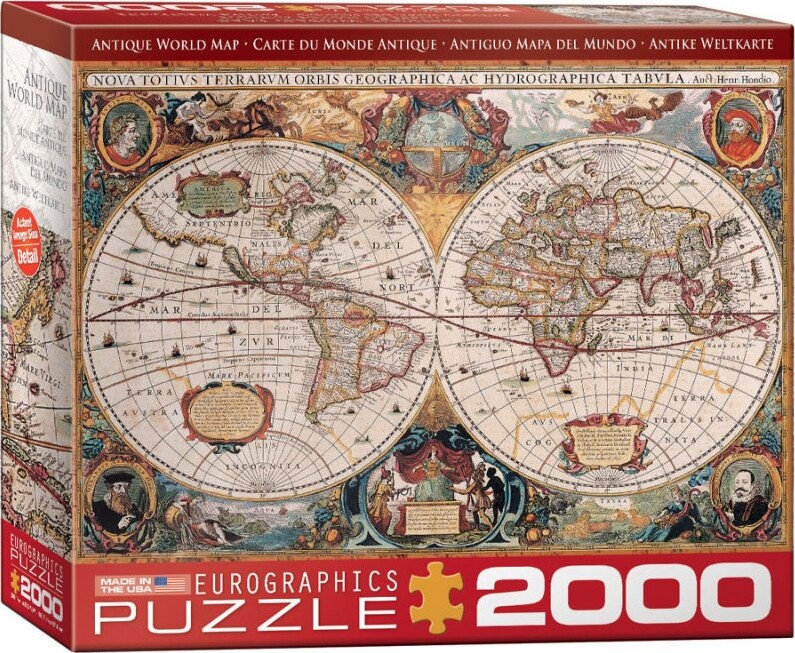 Eurographics Puslespil Med 2000 Brikker - Antikt Verdenskort