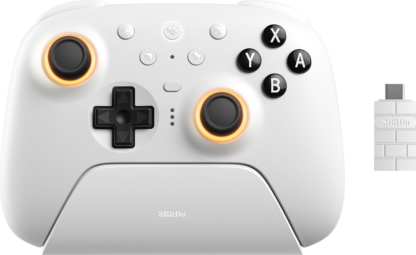 8BitDo Ultimate 2 Bluetooth - TMR - RGB - White - Nintendo Switch 1 & 2 - Wireless Controller - PC