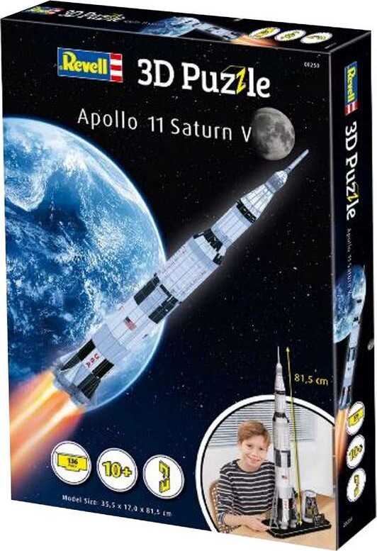 Revell 3d Puzzle - Apollo 11 Saturn V - 136 Brikker - 81,5 Cm