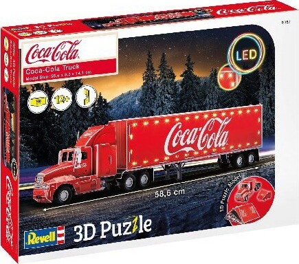 Revell 3d Puzzle - Coca Cola Lastbil Med Led - 128 Brikker - 58 Cm