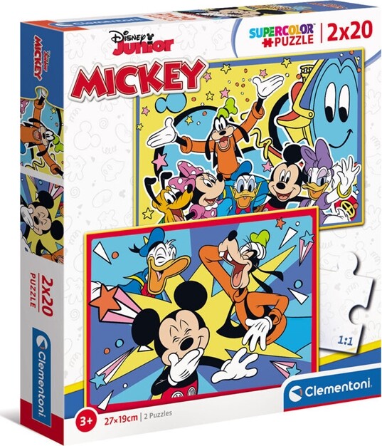 Mickey Mouse Puslespil - Super Color - Clementoni - 2x20 Brikker