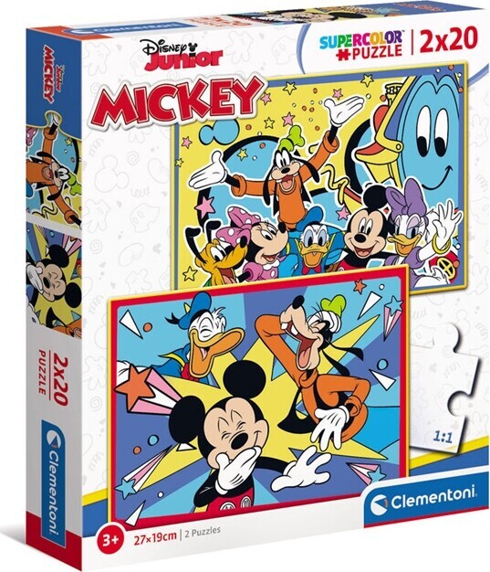 Mickey Mouse Puslespil - Super Color - Clementoni - 2x20 Brikker billede