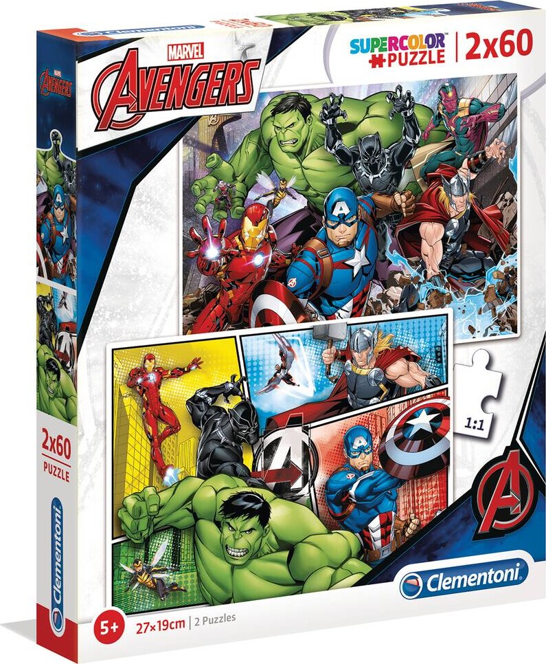 Marvel Puslespil - Avengers - 2x60 Brikker - Clementoni