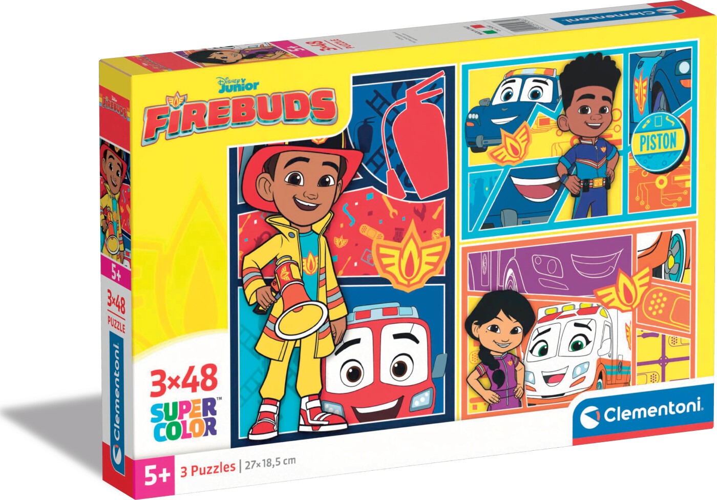 Disney Puslespil - Firebuds - Super Color - Clementoni - 3x48 Brikker