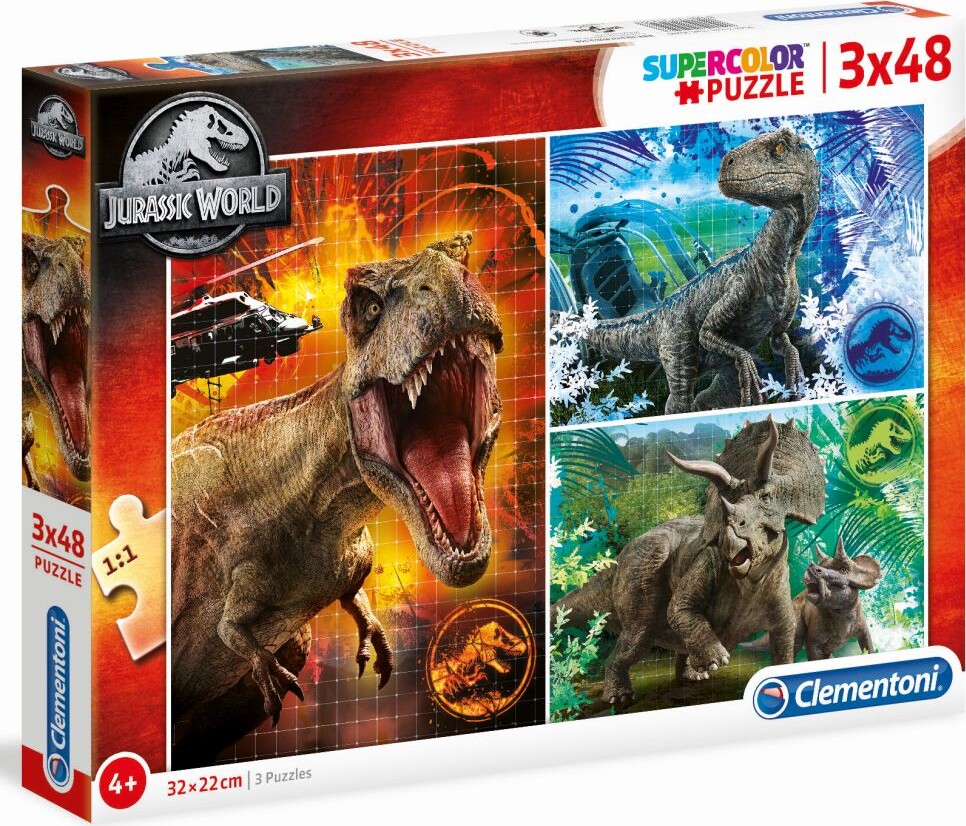 Clementoni Puslespil - Jurassic World - 3x48 Brikker