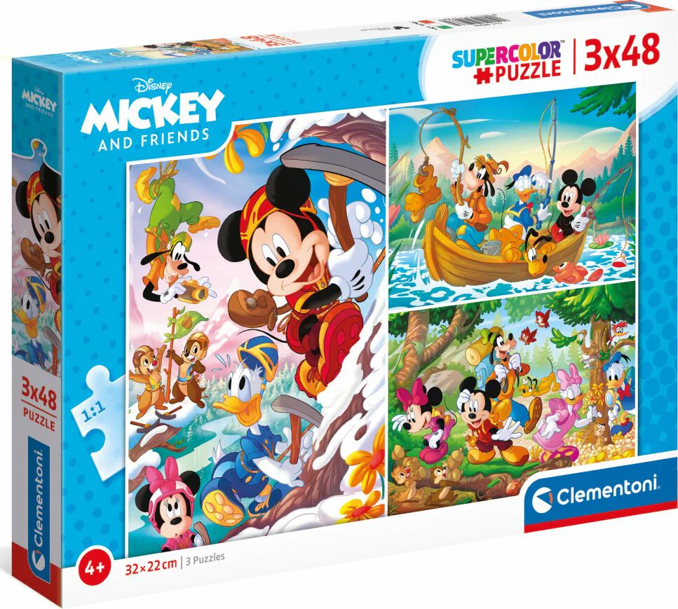 Disney Puslespil - Mickey And Friends - 3x48 Brikker - Clementoni