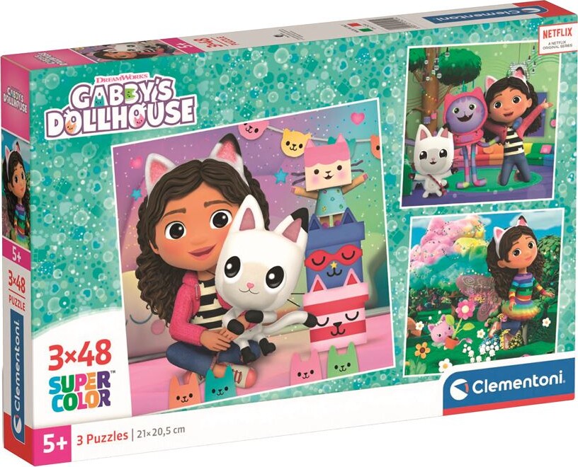 Gabby's Dollhouse Jigsaw Puslespil Super Color Square (3x48 stk.) Floor