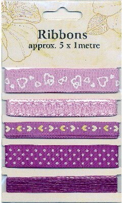 Bånd 5x1m Ass Lilla M. Mønster