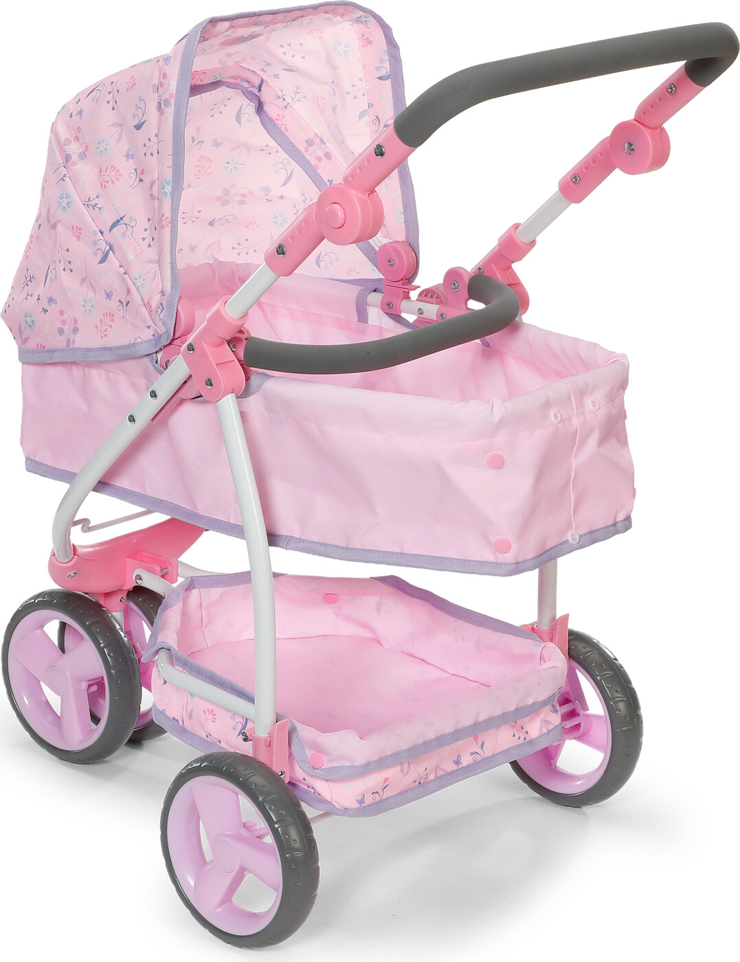 Baby Born Deluxe Dukkevogn - Sammenklappelig, Aftagelig Kurv, 3+år - Blomsterdesign