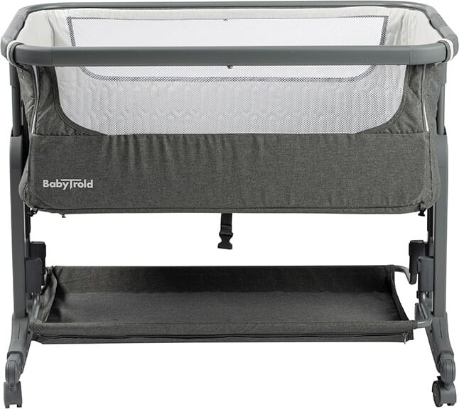Babytrold - Bedside Sleep Tight Med Hjul - Grå - 92 X 55 X 70.5-82 Cm