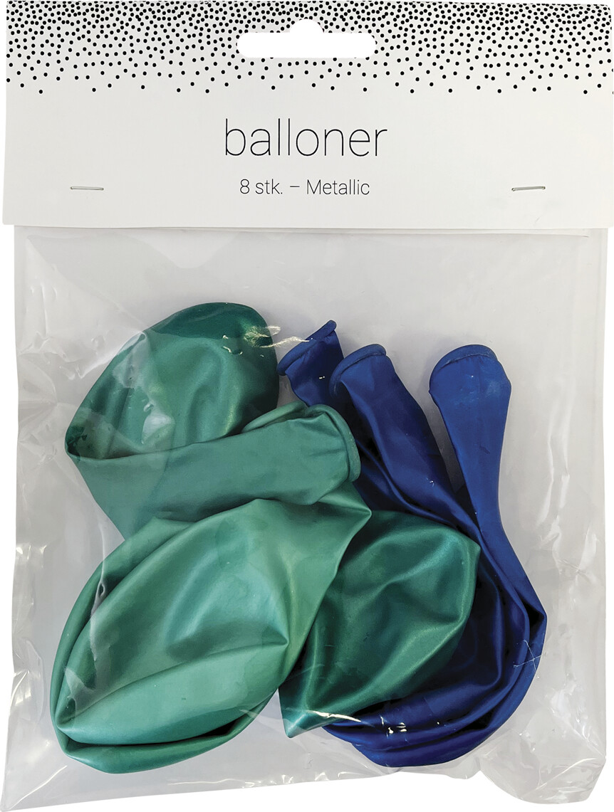 Ballon 8 Stk 23 Cm Blå Metallic Mix - Scanseason