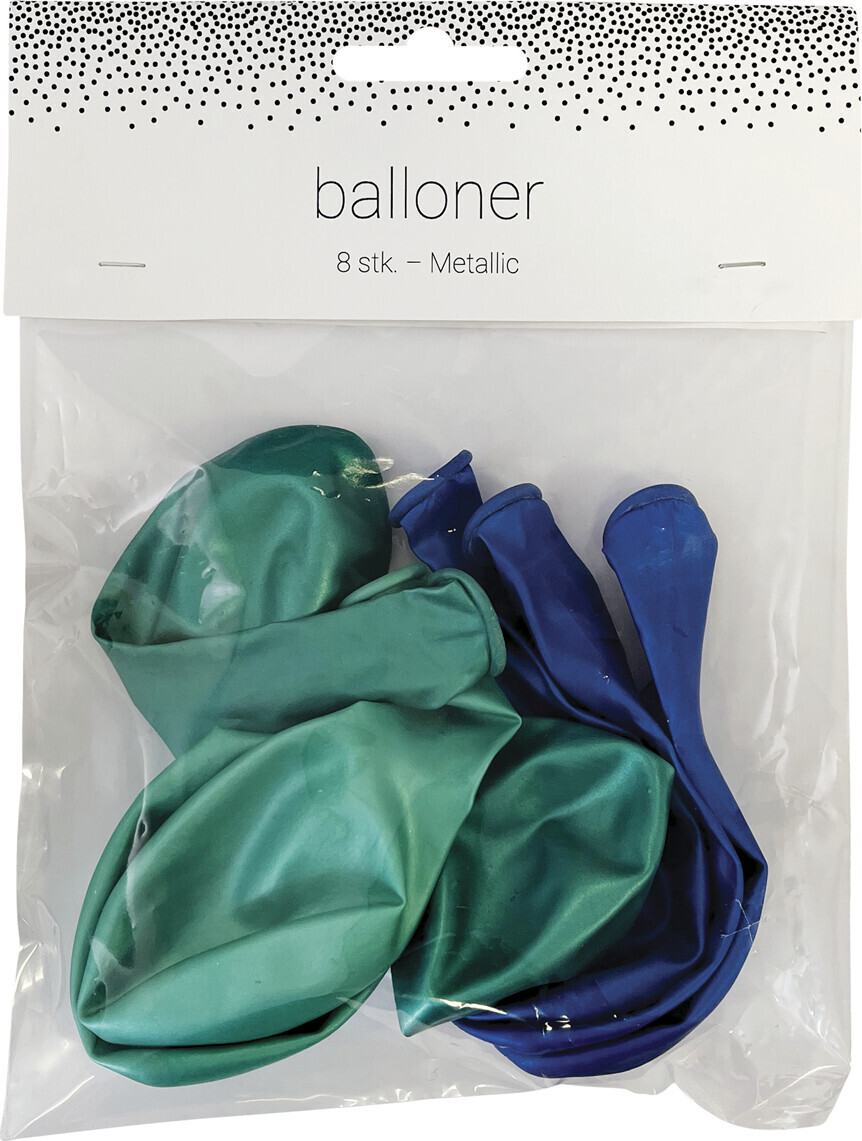 Ballon 8 Stk 23 Cm Blå Metallic Mix - Scanseason
