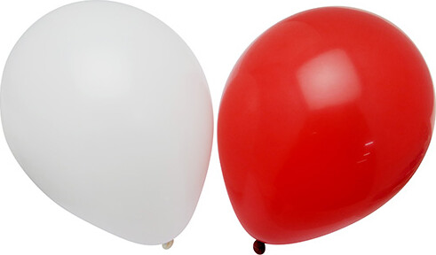 Ballon - Rød Og Hvid - 12 Stk 23 Cm - Scanseason billede