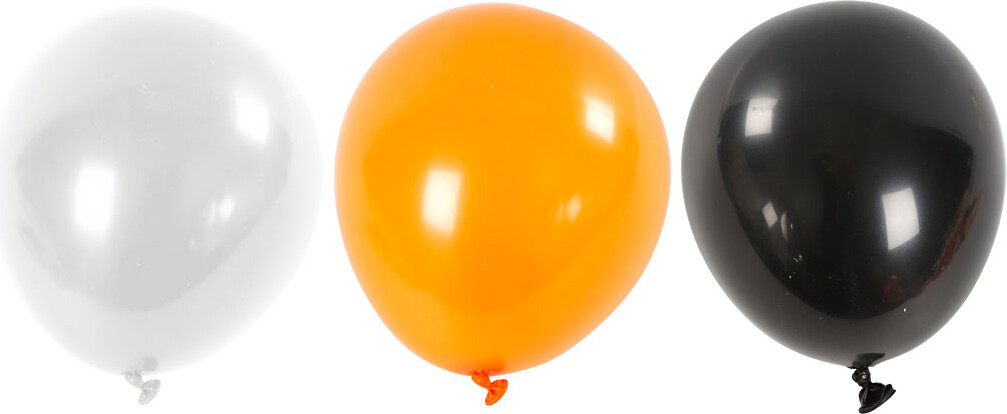 Sorte, Orange Og Hvide Balloner - Runde - 10 Stk