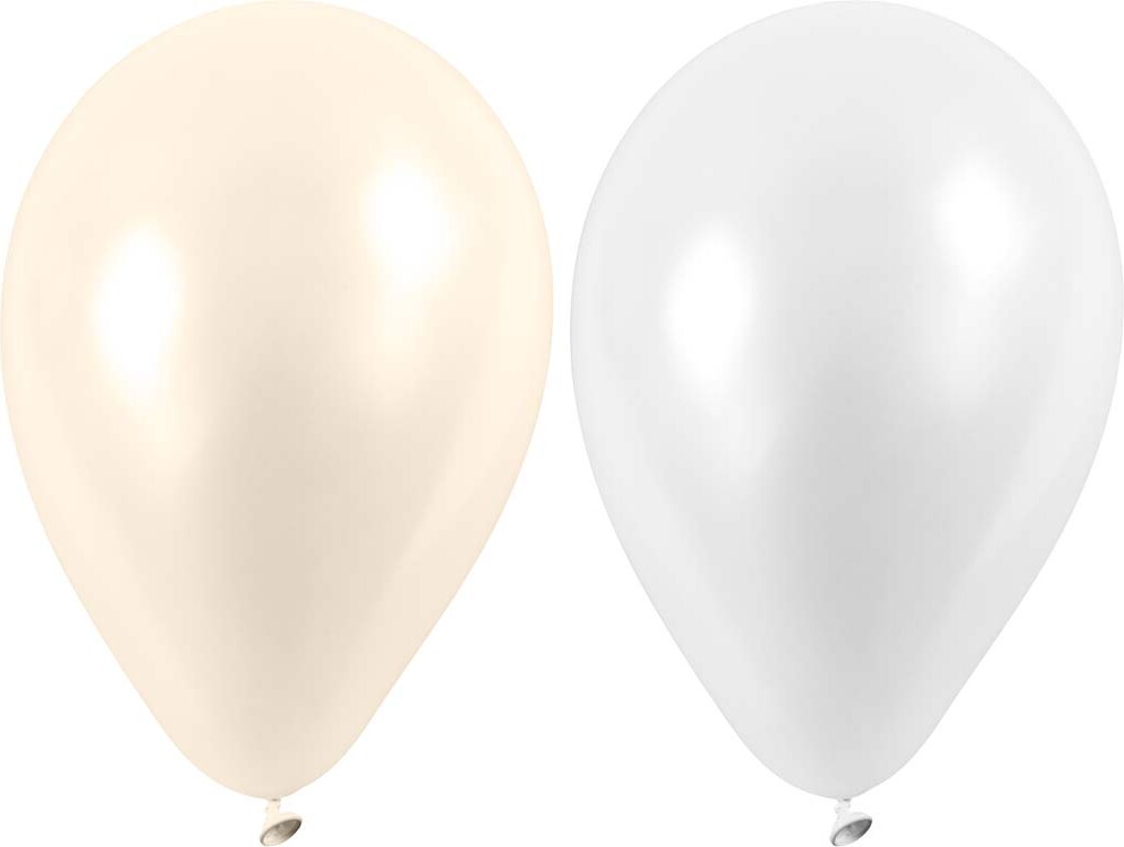 Perlemor Balloner - Hvide - Runde - 10 Stk