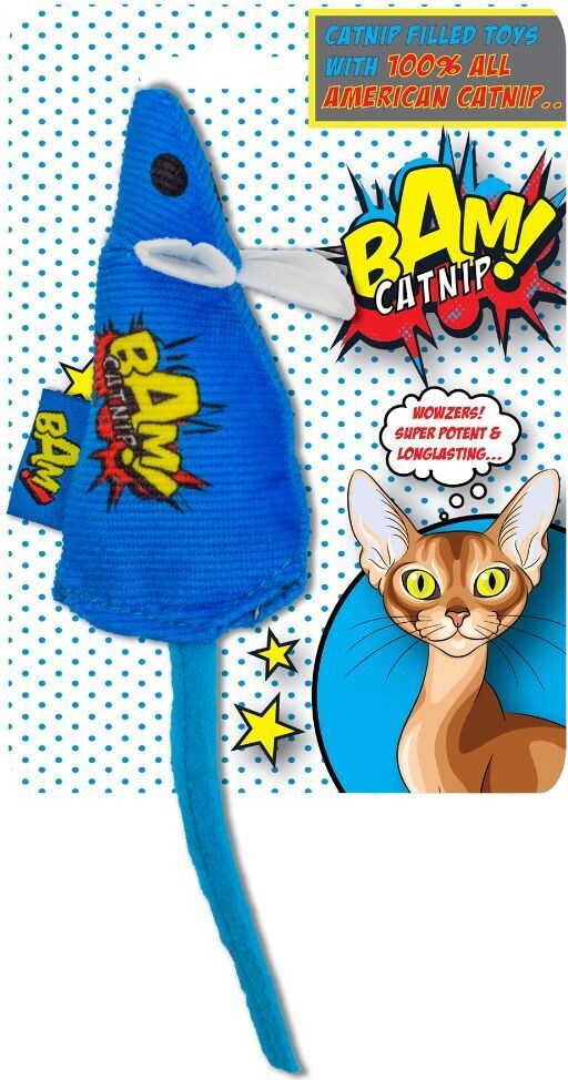 Bam! Catnip - Kattelegetøj Med Katteurt - Blå Mus - 10 Cm