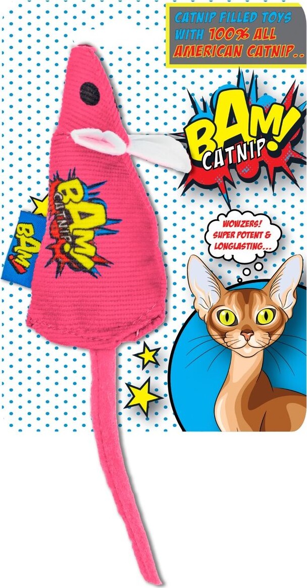 Bam! Catnip - Kattelegetøj Med Katteurt - Pink Mus - 10 Cm
