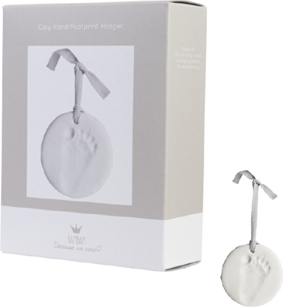 Bambam - Ler Fod/håndaftrykshænger - White