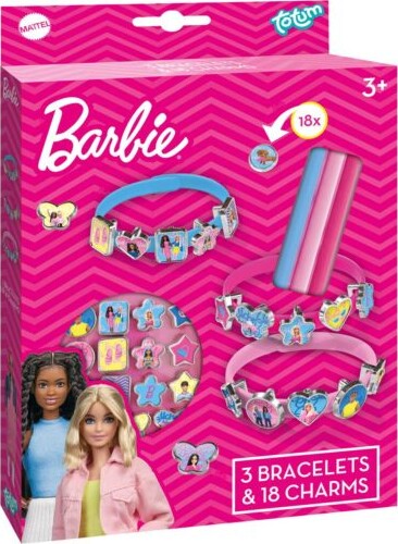 Barbie - 3 Diy Armbånd Sæt Til Børn - Inkl. 18 Dekorationer