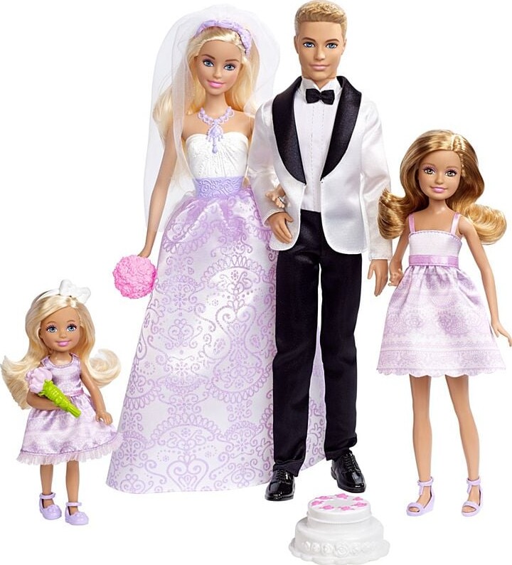 Barbie Dukke Sæt - Bryllups Gaveæske Med 4 Dukker