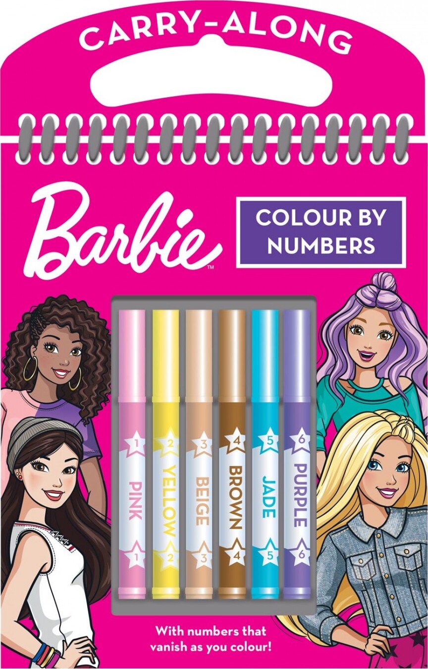 Barbie - Colour By Numbers - Mal Efter Tal Sæt For Børn - 6 Farver