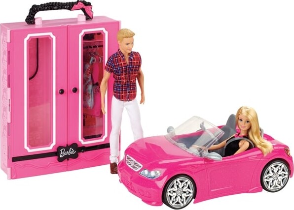Billede af Barbie Dukker - Sæt Med Convertible Bil Og Klædeskab