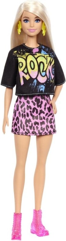 Barbie - Fashionistas Dukke - Rock T-shirt Og Nederdel