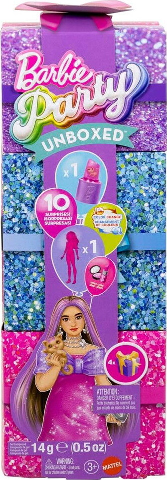 Barbie - Party Unboxed - Lyserød Curvy Dukke - 10 Overraskelser - Mattel