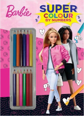 Barbie - Super Colour By Numbers - Mal Efter Tal Sæt For Børn