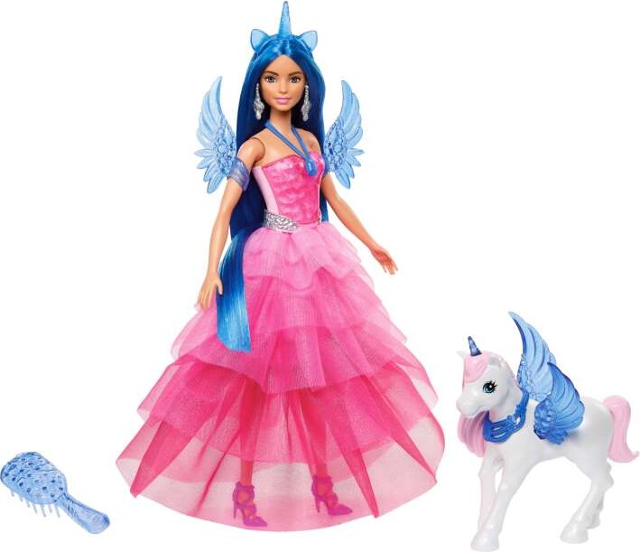 Barbie - Unicorn Princess Dukke Og Enhjørning Legesæt - 65th Anniversary