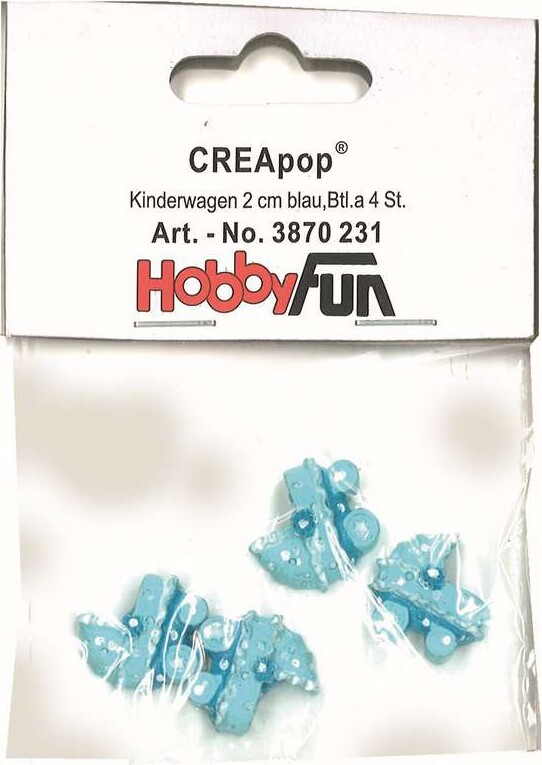Barnevogn 2cm Lyseblå 4stk. - 3870231 - Creapop