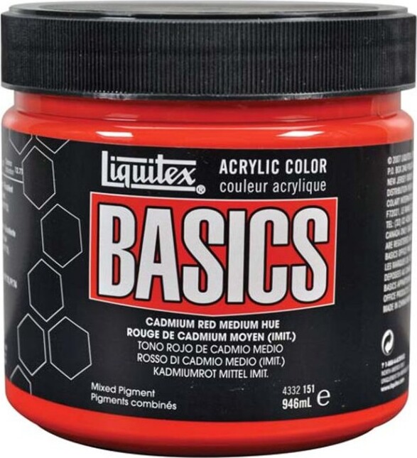Liquitex - Basics Akrylmaling - Cadmium Red Medium Hue 400 Ml