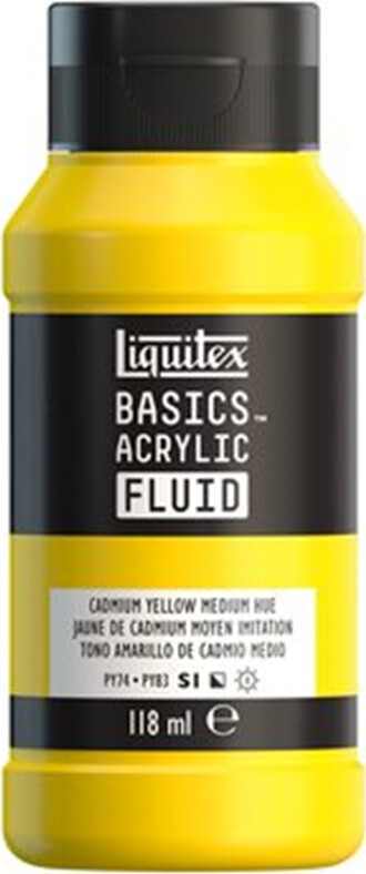 Billede af Liquitex - Basics Fluid Akrylmaling - Cadmium Yellow Medium Hue 118 Ml