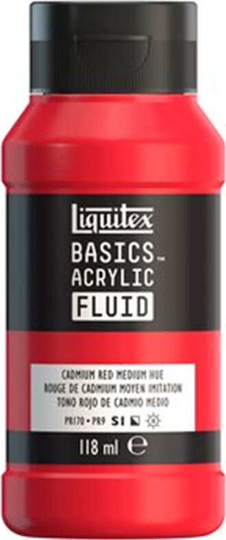 Se Liquitex - Basics Fluid Akrylmaling - Cadmium Red Medium Hue 118 Ml hos Gucca.dk