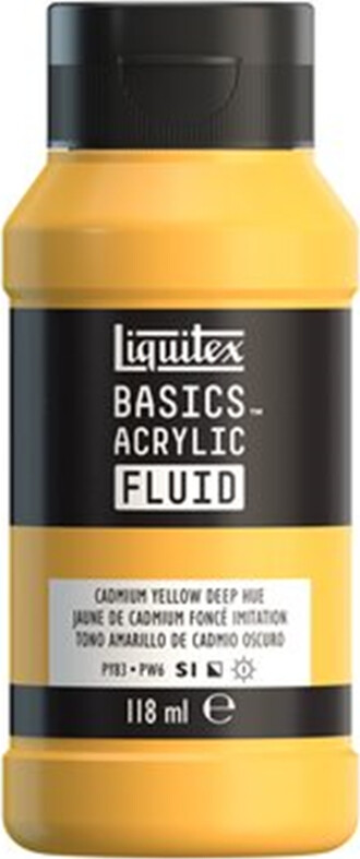Se Liquitex - Basics Fluid Akrylmaling - Cadmium Yellow Deep Hue 118 Ml hos Gucca.dk