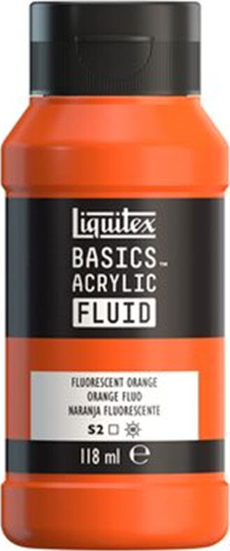 Se Liquitex - Basics Fluid Akrylmaling - Fluorescent Orange 118 Ml hos Gucca.dk