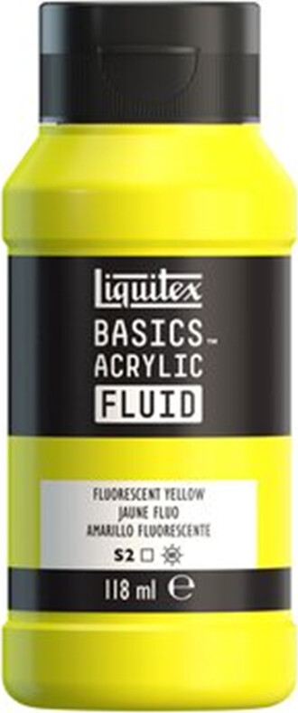 Se Liquitex - Basics Fluid Akrylmaling - Fluorescent Yellow 118 Ml hos Gucca.dk