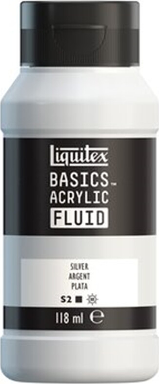 Se Liquitex - Basics Fluid Akrylmaling - Silver 118 Ml hos Gucca.dk