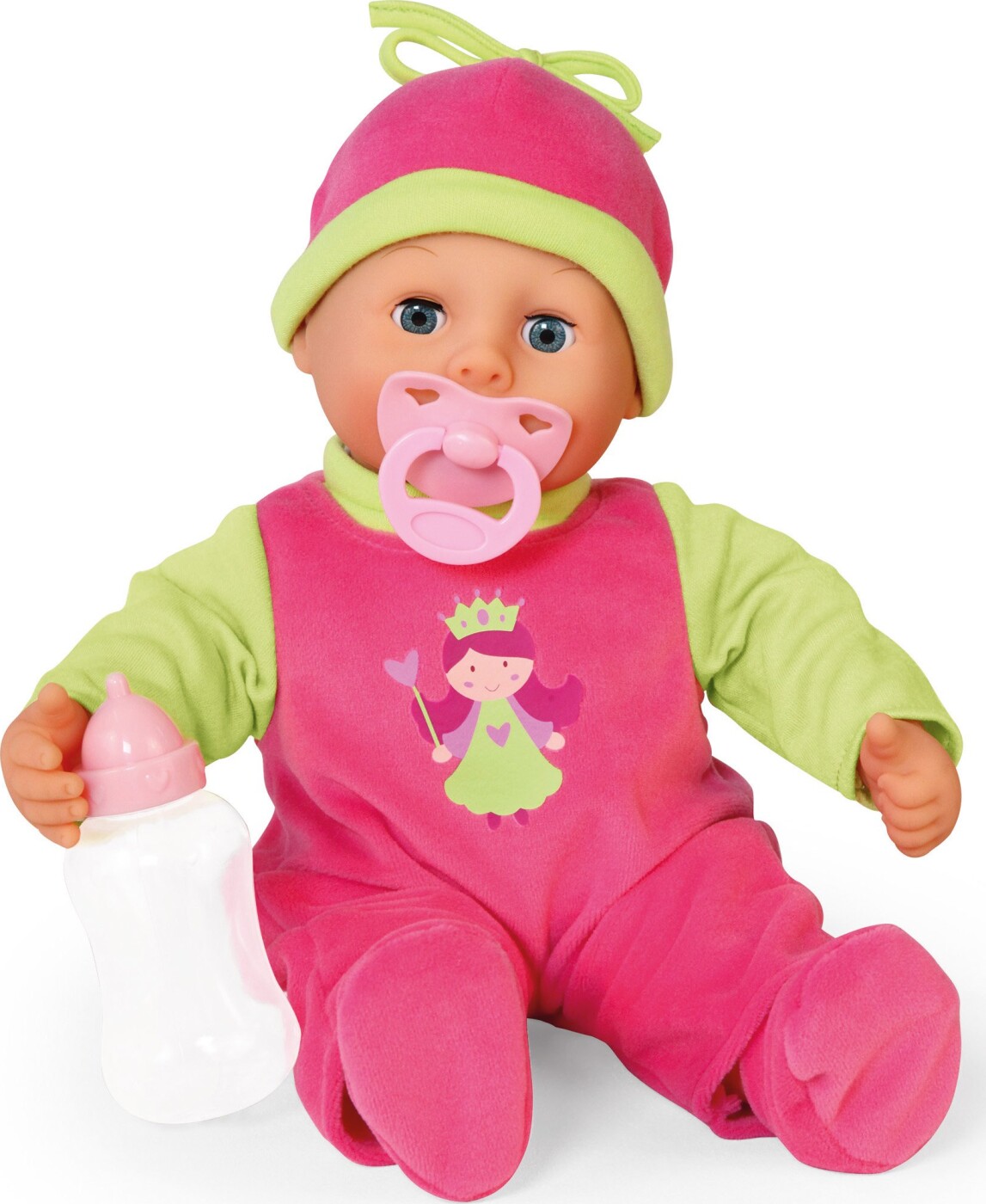 Bayer - Babydukke Med Lyd Og Bevægelse - First Words - Pink Grøn - 38 Cm